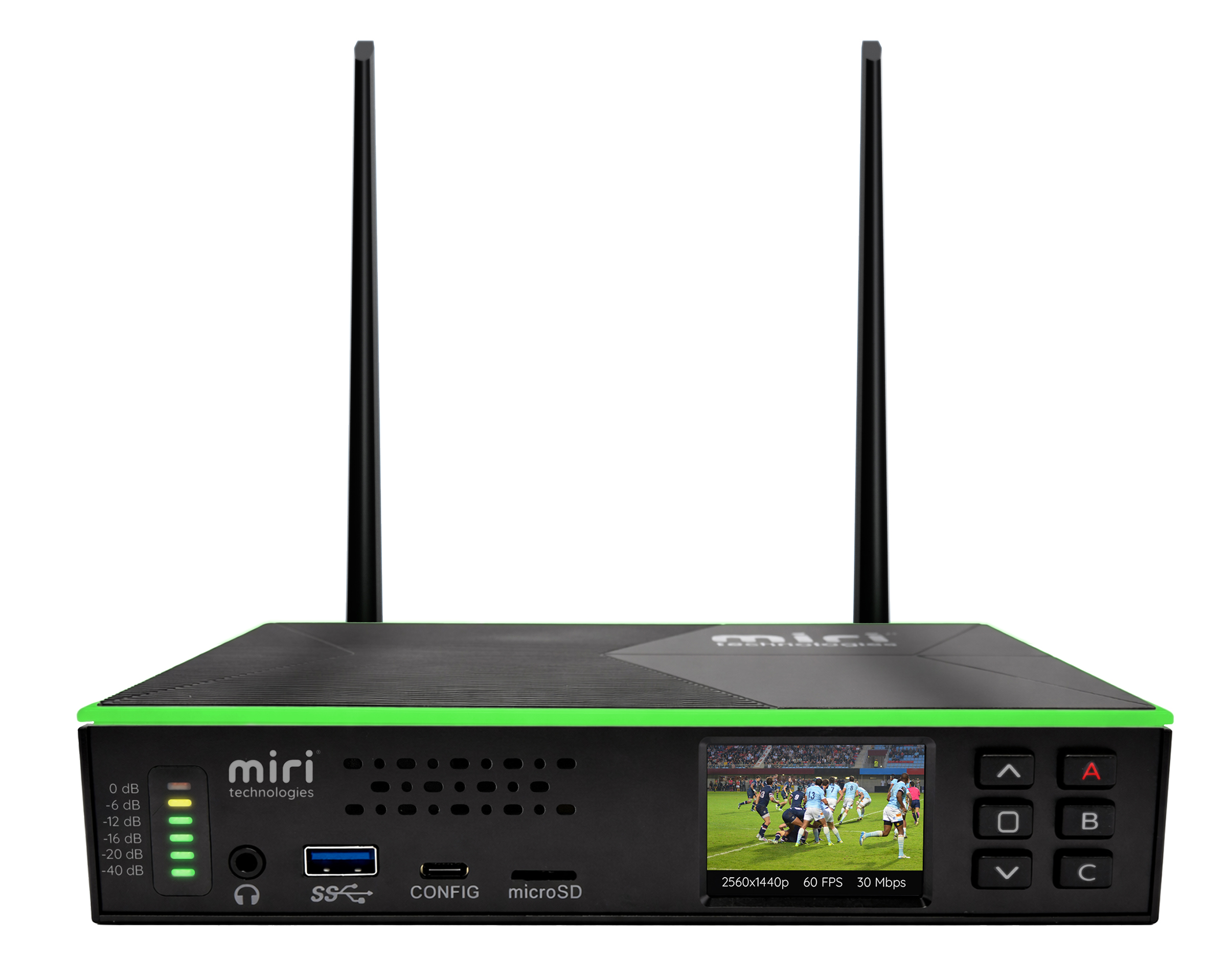 Miri V410 live 4K encoder/decoder with antennas — Broadcast Beat